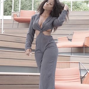 Sexy pin striped jumpsuit